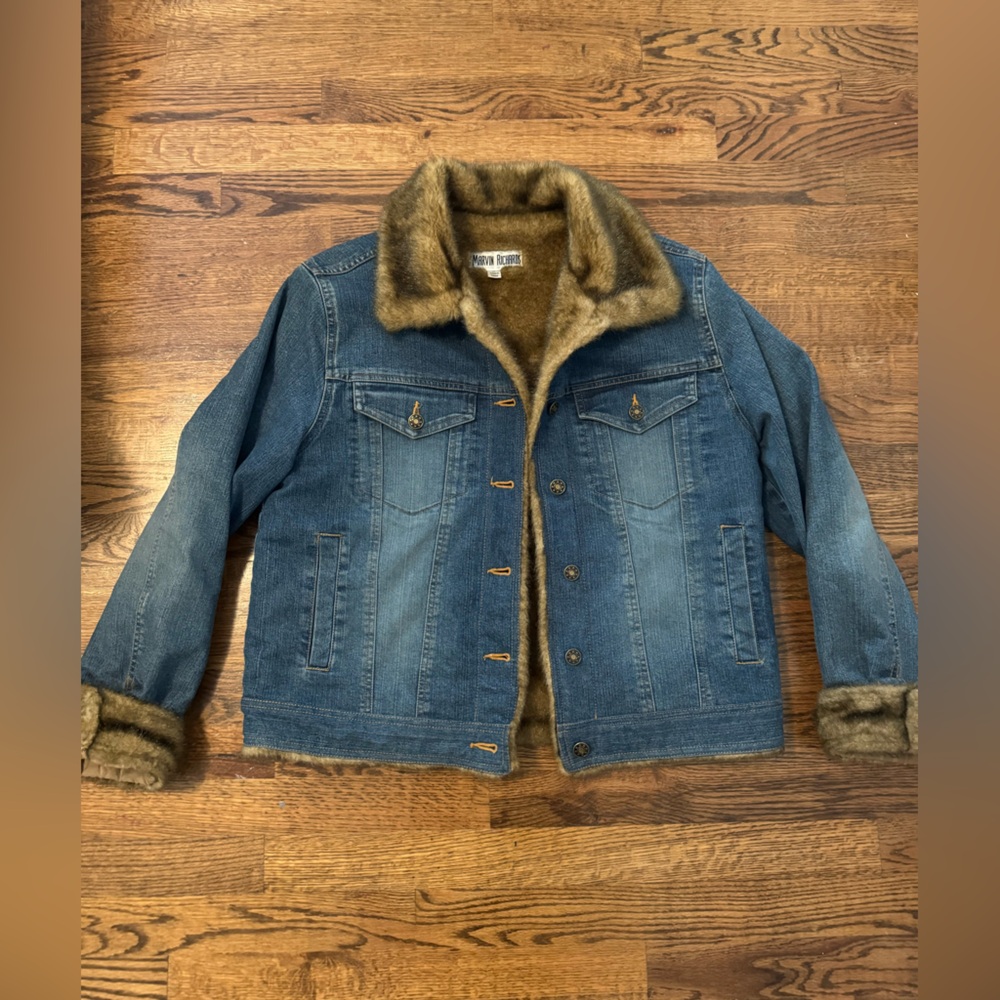 Vintage Marvin Richards Brown Fur Denim Jacket